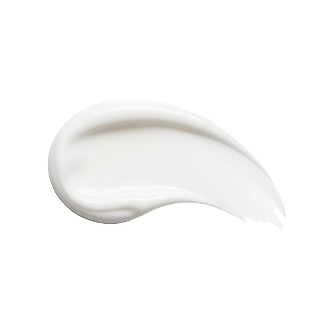 White cream swatch on a white background