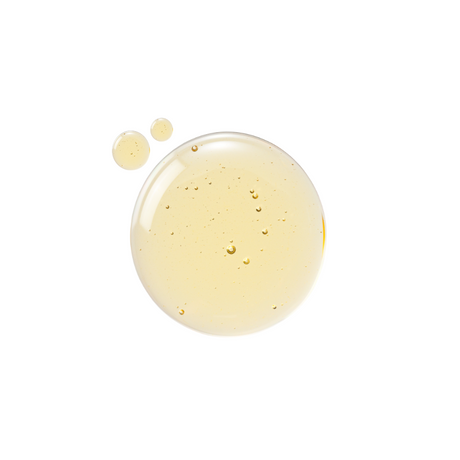Yellow droplet with bubbles on a white background