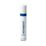 White cylinder pump bottle with lid. Blue writing on bottle: Novamoist 0.35 FL OZ.